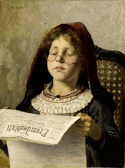 Georgios Jakobides Girl reading oil painting picture